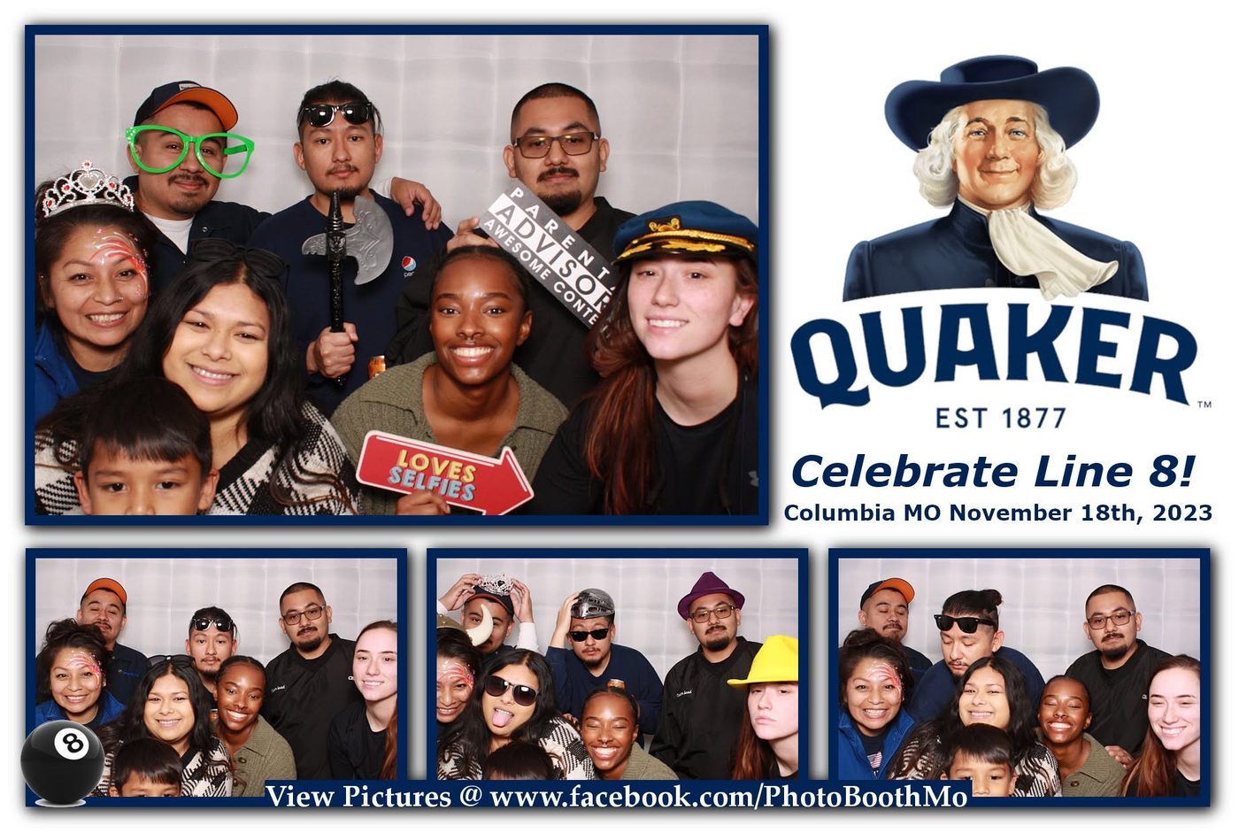 Quaker corporate event photo booth layout in Columbia, Missouri