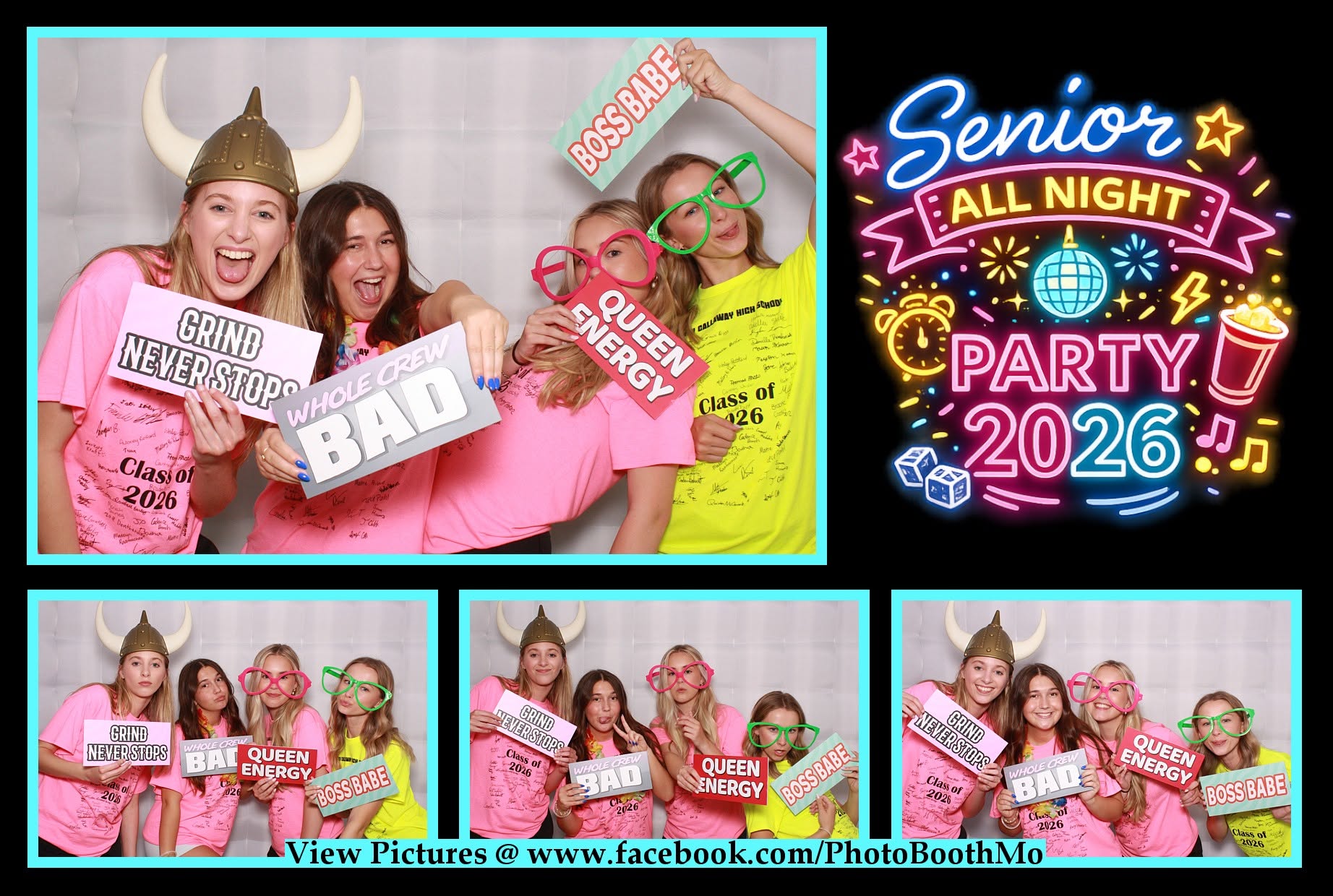 Senior all-night party photo booth layout