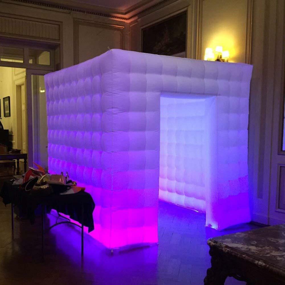 FaceBooth white LED photo booth glowing at a mid-Missouri event